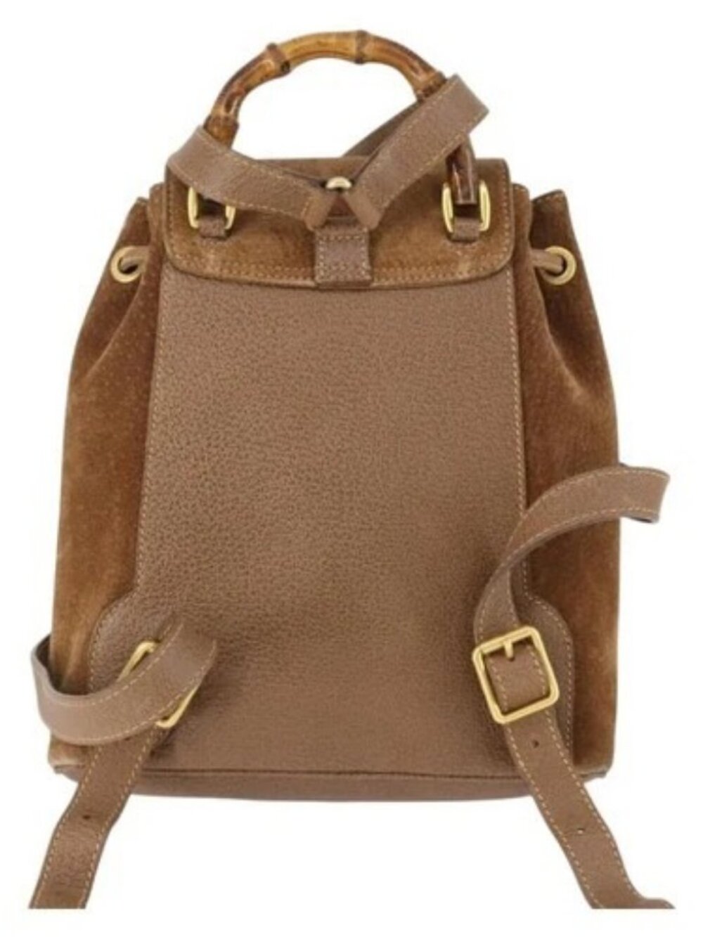 GUCCI Bamboo Backpack Suede Brown Gold 003 - Picture 2 of 16